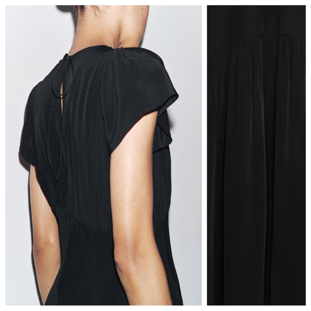 NWT. Zara ZW Collection Black Viscose Midi Dress. Size XL. - Picture 4 of 12